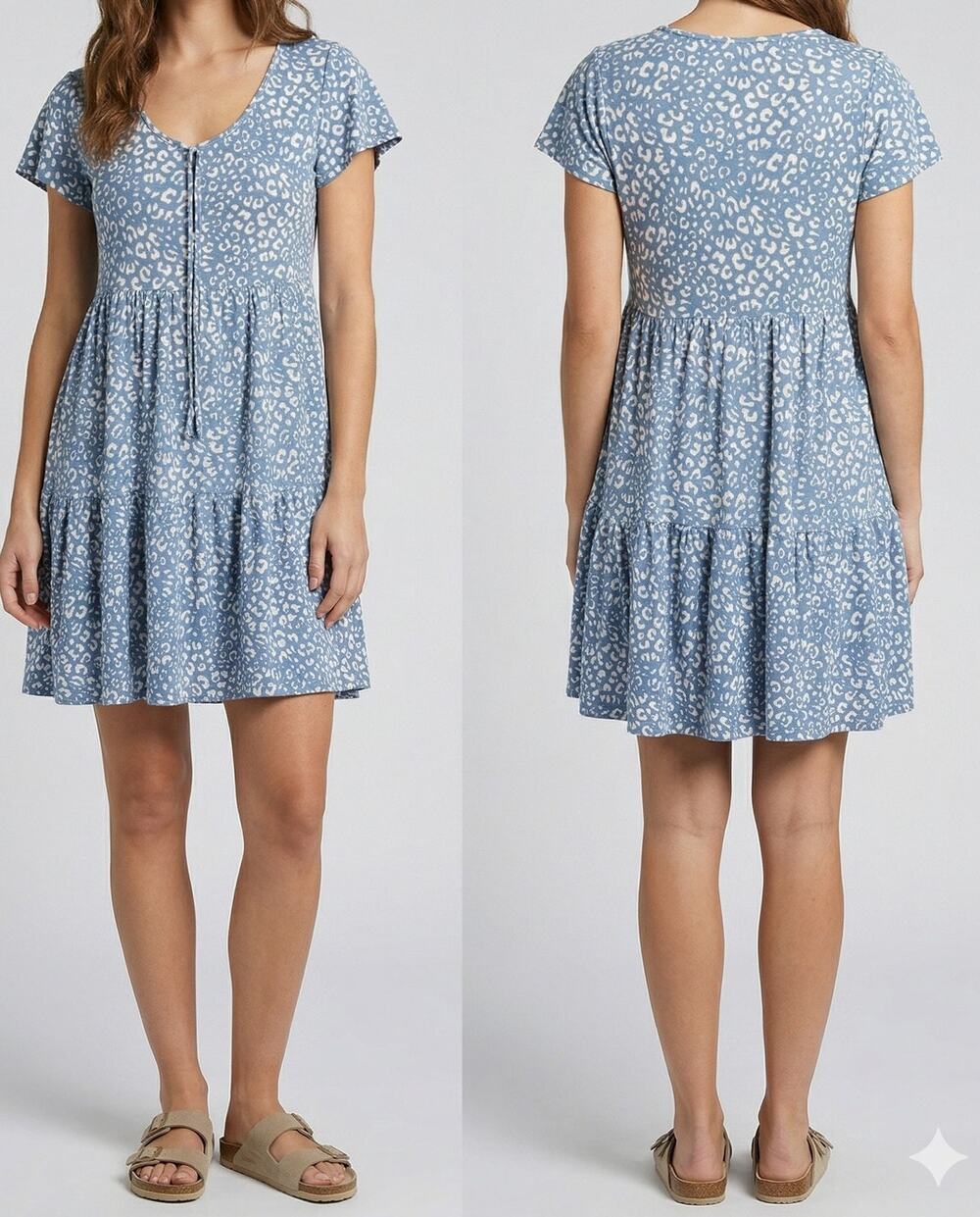 See You Monday Blue Baby Doll Dress Large